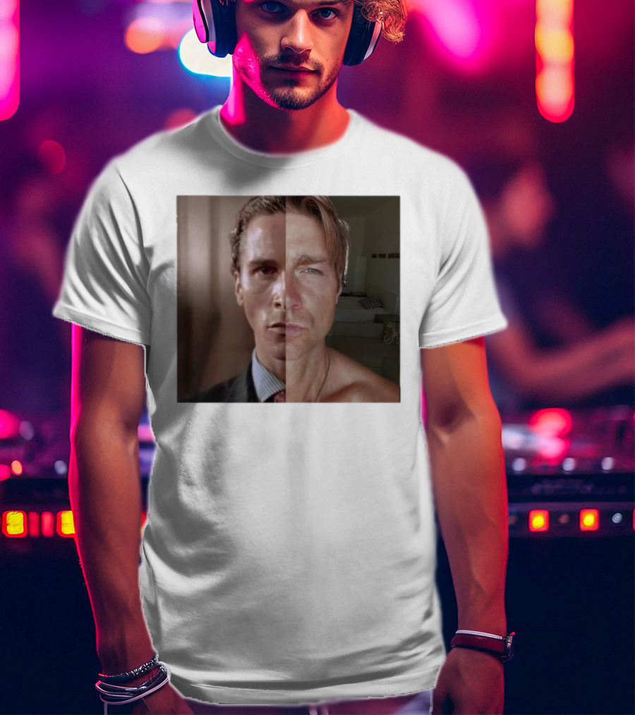 Jeremy Fragrance Compared With Young Christian Bale Face Split Room Background T-Shirt