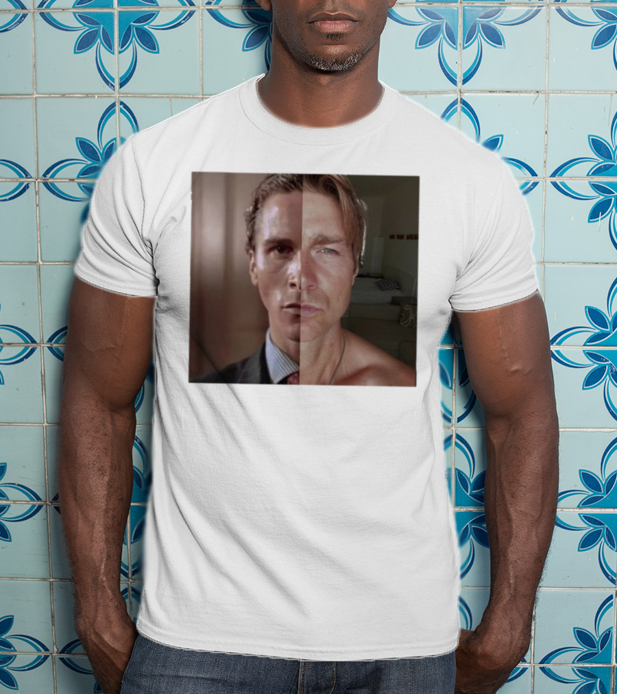 Jeremy Fragrance Compared With Young Christian Bale Face Split Room Background T-Shirt