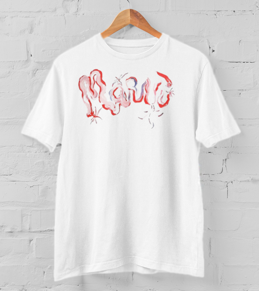 Marni Painterly Red Swirl Text T-Shirt