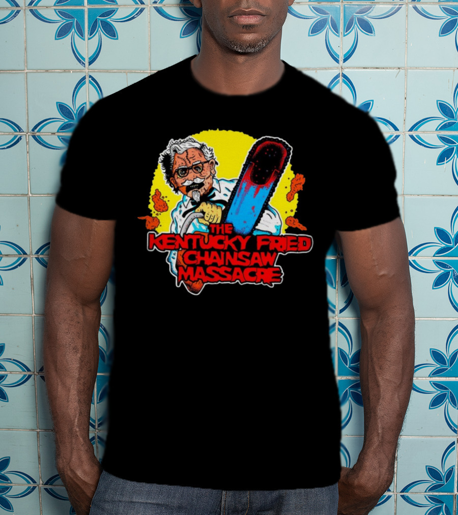 Colonel Sanders Chainsaw Parody Horror Crossover T-Shirt