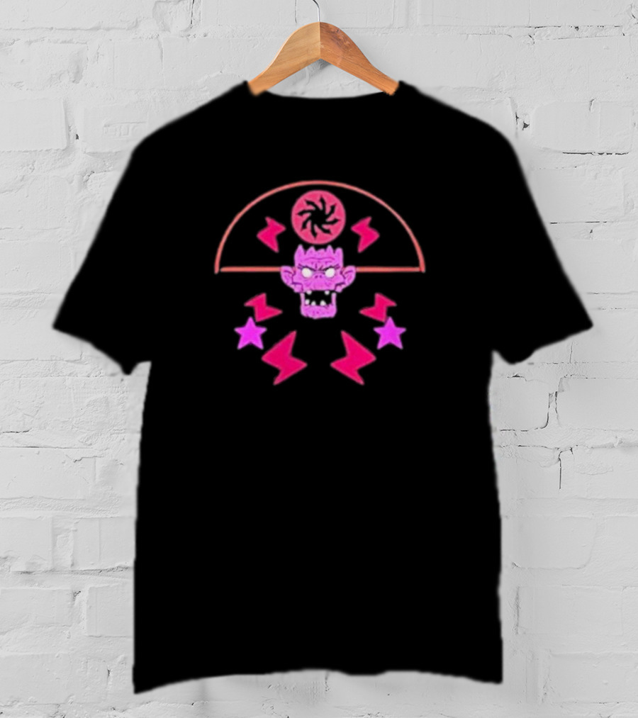 Gorillaz Merch Pink Cult Symbol Stars Lightning T-Shirt