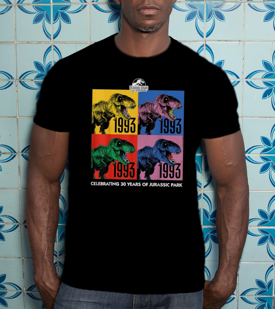30 Years Of Jurassic Park 1993 Pop Art Dinosaur T-Shirt