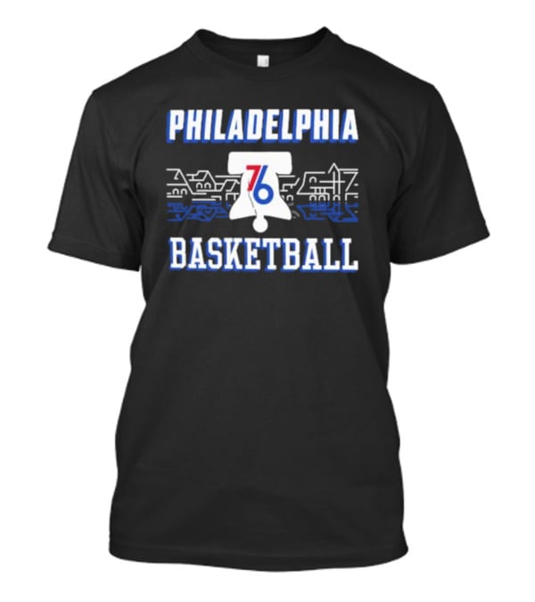 Philadelphia 76ers Liberty Bell Skyline Basketball Black City Series T-Shirt