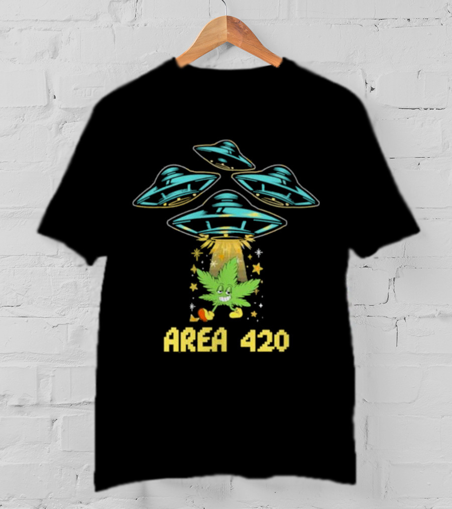 Area 420 UFO Weed Leaf Extraterrestrial Vibe T-Shirt
