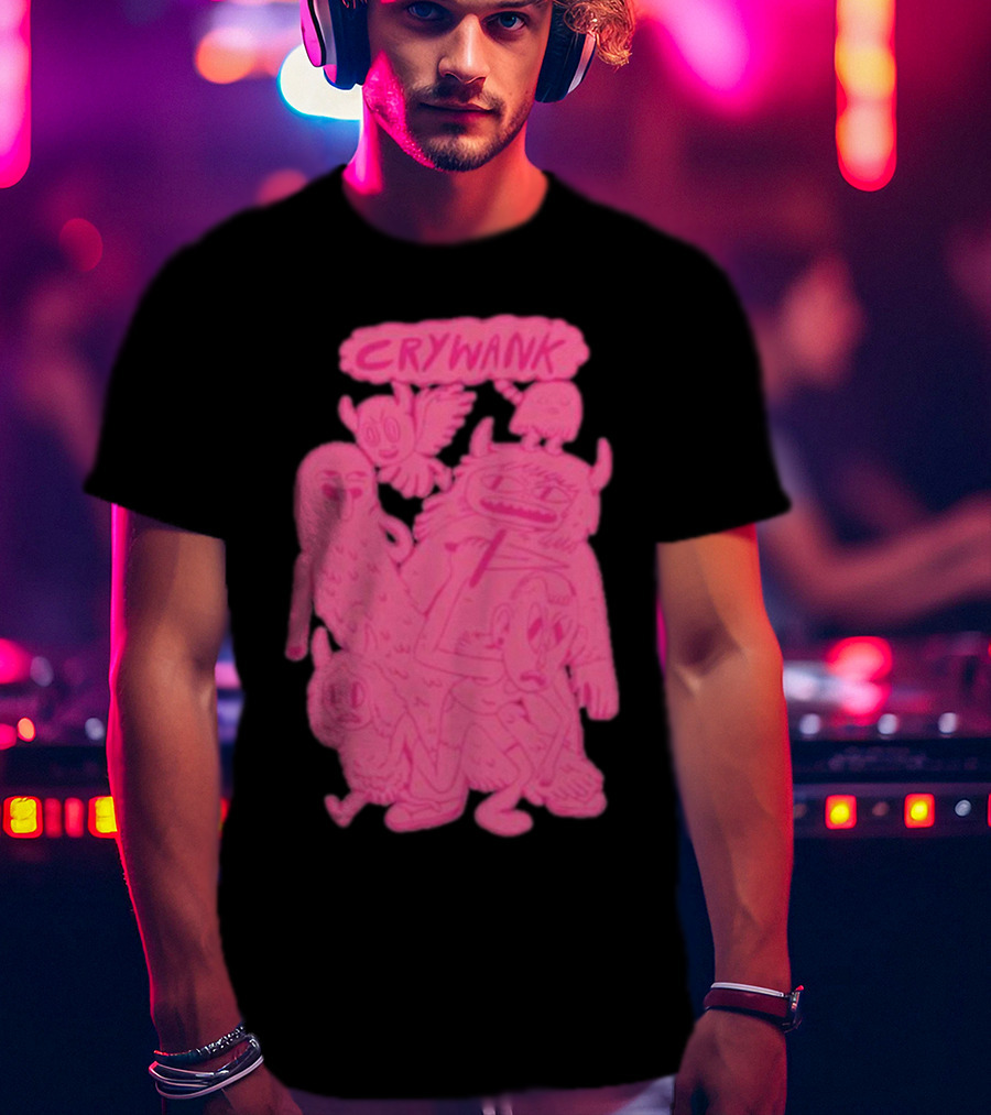 Crywank Cartoon Characters Art Pink T-Shirt