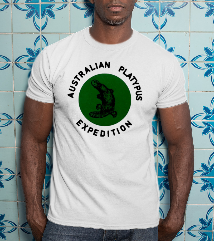 Australian Platypus Expedition Black Circle With Green Interior T-Shirt