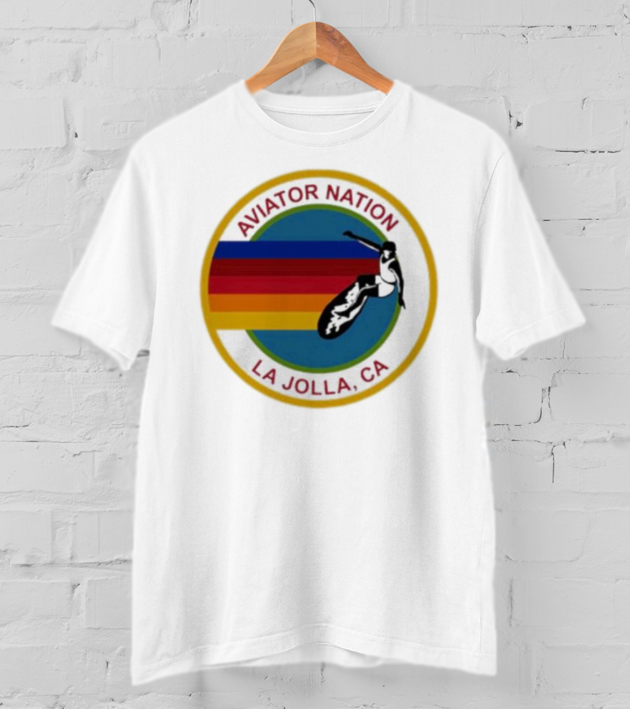Aviator Nation La Jolla CA Surfing Rainbow T-Shirt