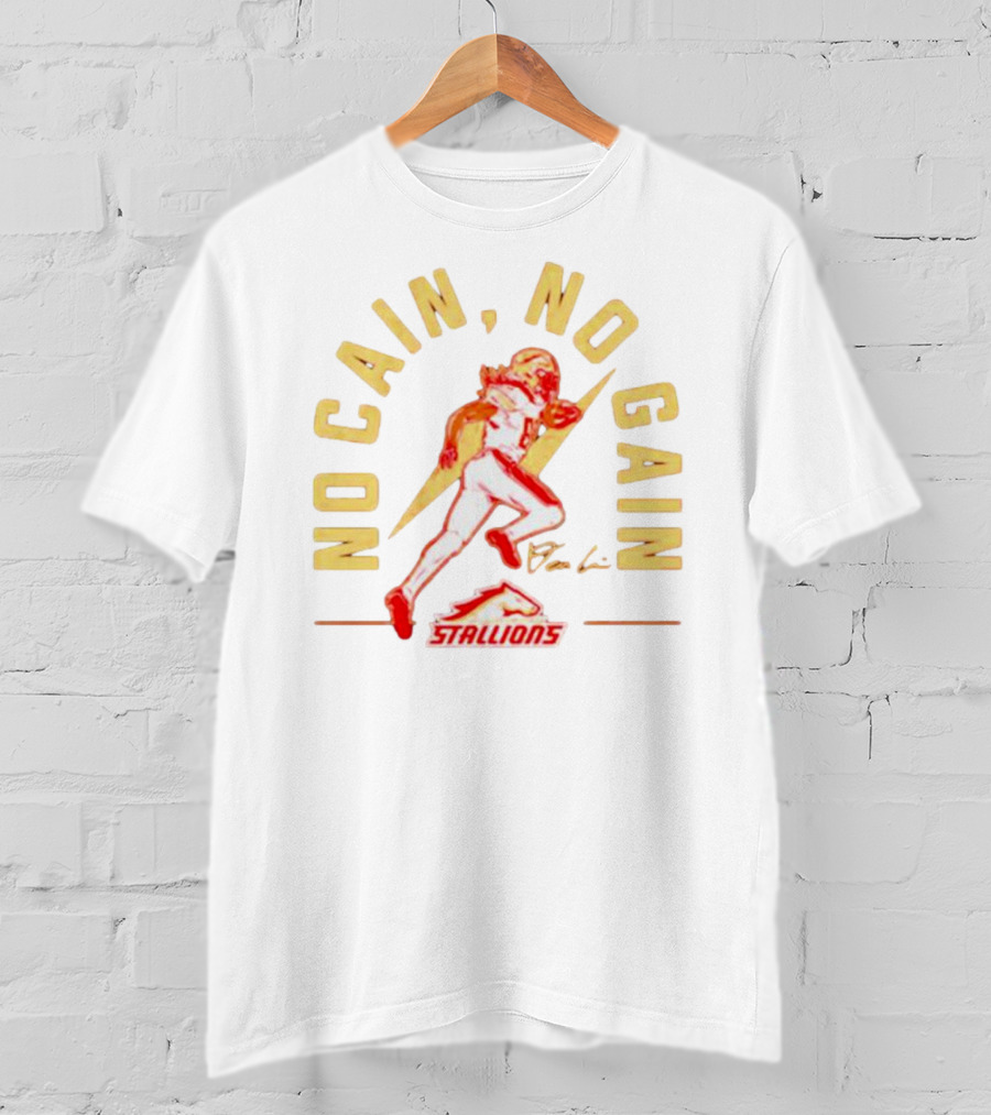 No Cain No Gain Birmingham Stallions Deon Cain T-Shirt