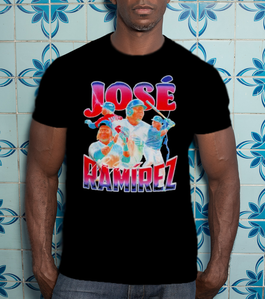 José Ramírez Signature Series Baseball Action Collage T-Shirt
