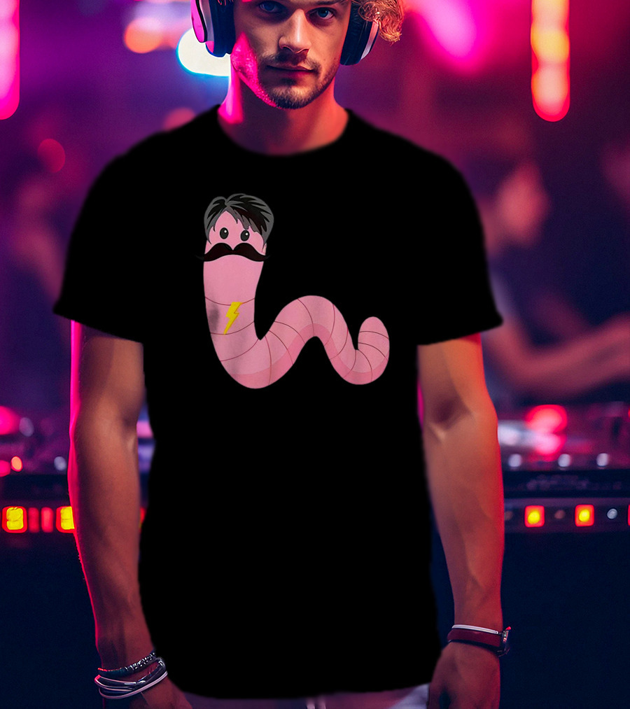 Worm With A Mustache James Tom Ariana Reality Lightning Bolt T-Shirt