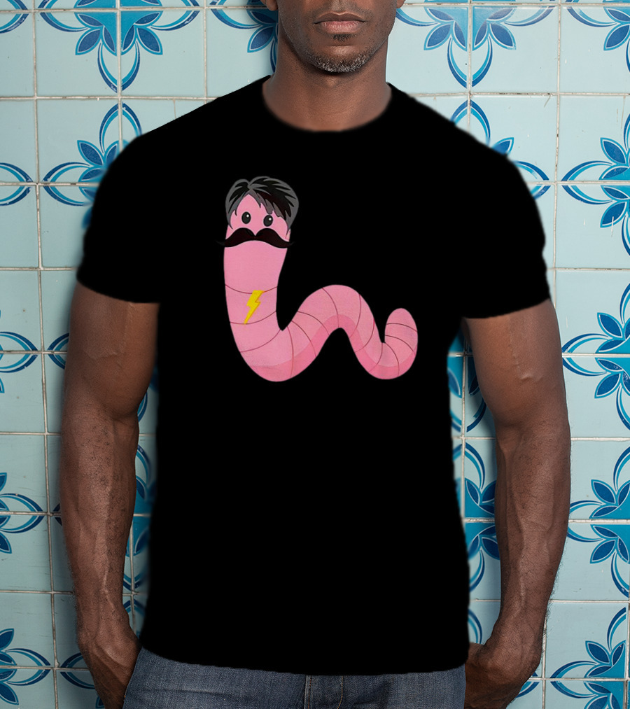 Worm With A Mustache James Tom Ariana Reality Lightning Bolt T-Shirt
