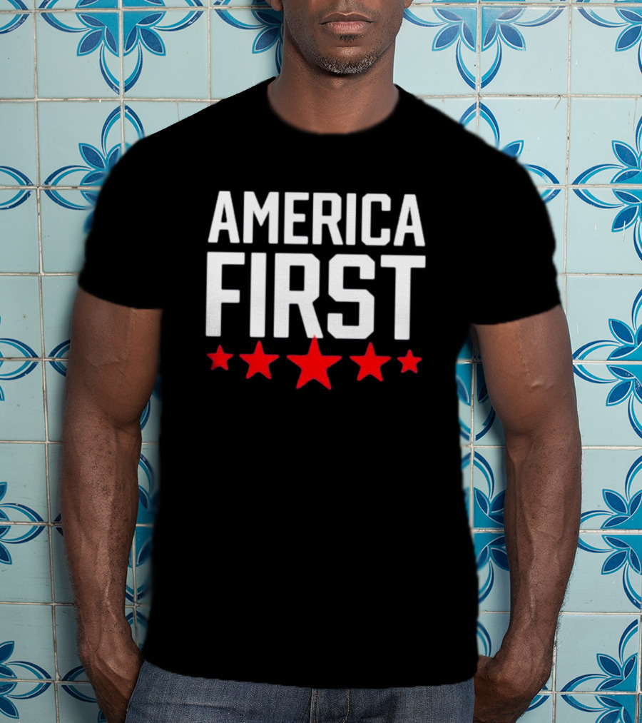 Scott Presler Wearing America First Red Stars T-Shirt