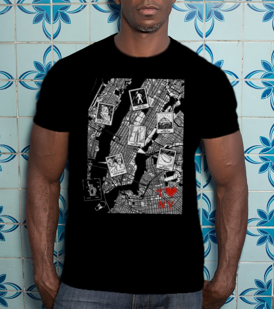 TommyInnit Merch T Love NY Map Icons And Polaroid Style Graphics T-Shirt