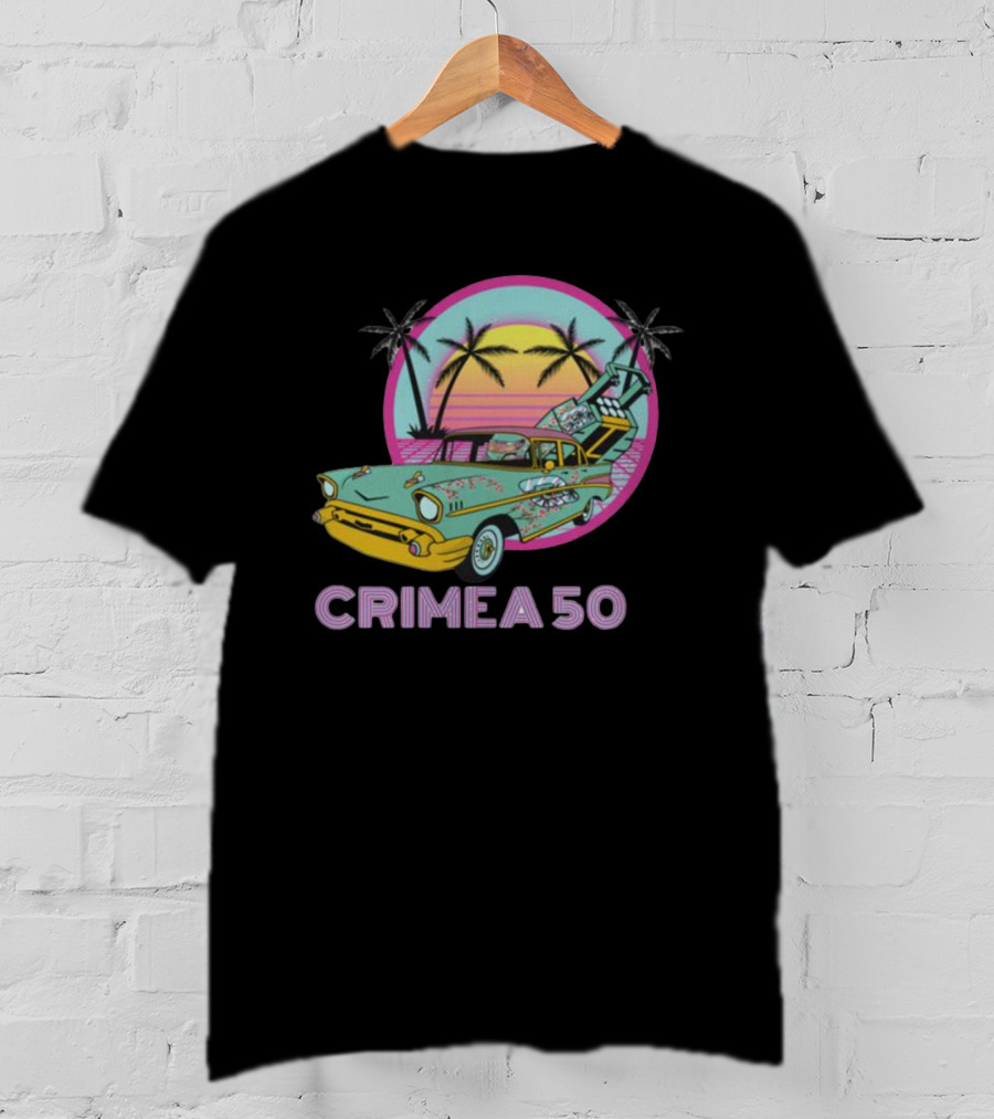 CRIMEA 50 NAFO HIMARS Vintage Sunset Car Scene T-Shirt