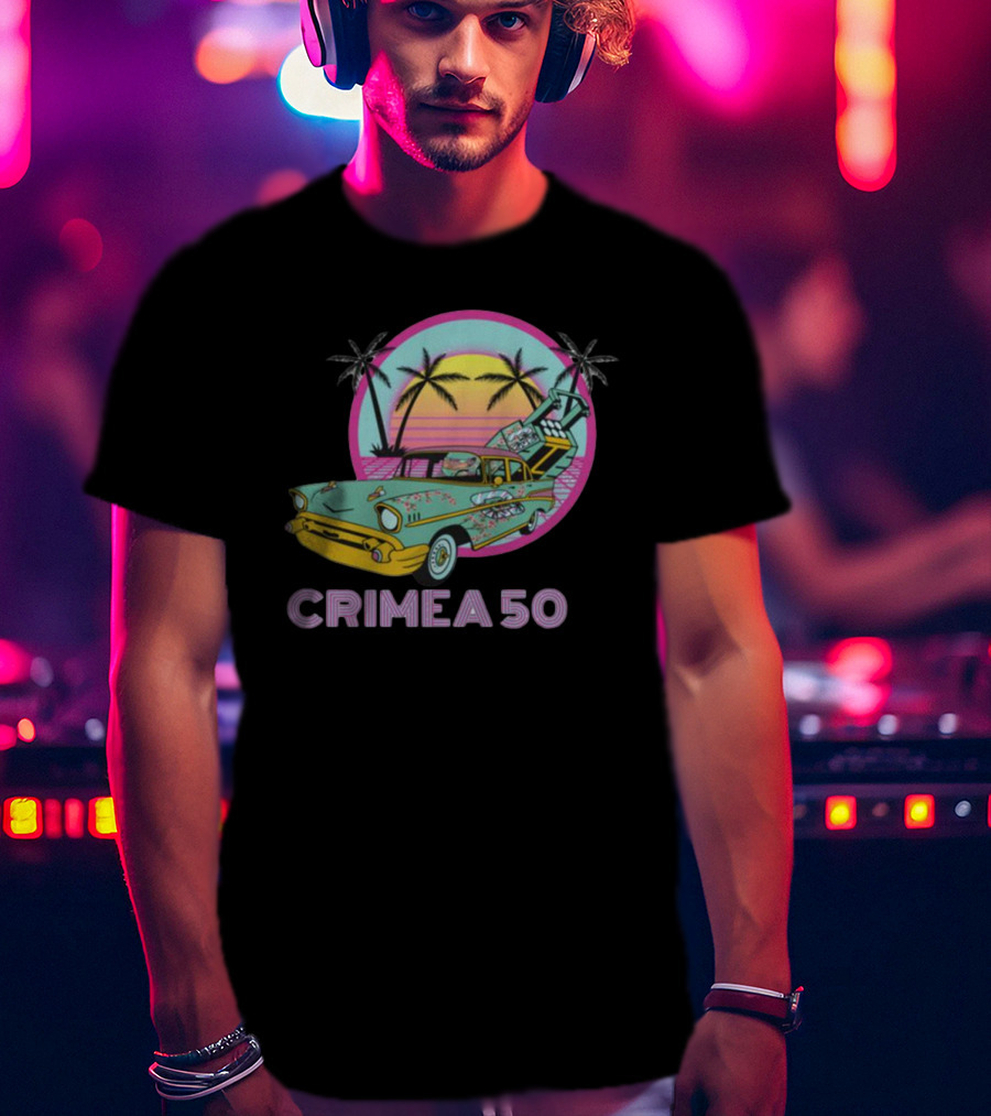 CRIMEA 50 NAFO HIMARS Vintage Sunset Car Scene T-Shirt