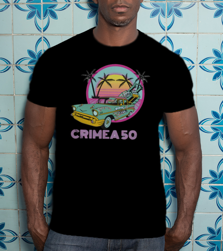 CRIMEA 50 NAFO HIMARS Vintage Sunset Car Scene T-Shirt