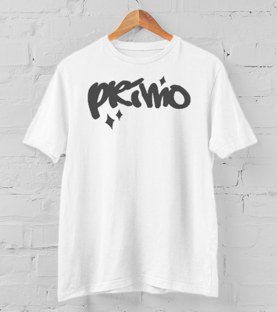 Primo Puff Print Stylish Text With Star Accents T-Shirt