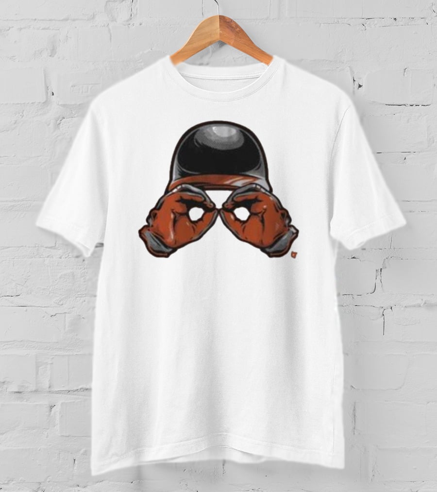 Baltimore Orioles Helmet And Gloves Holding Binoculars T-Shirt