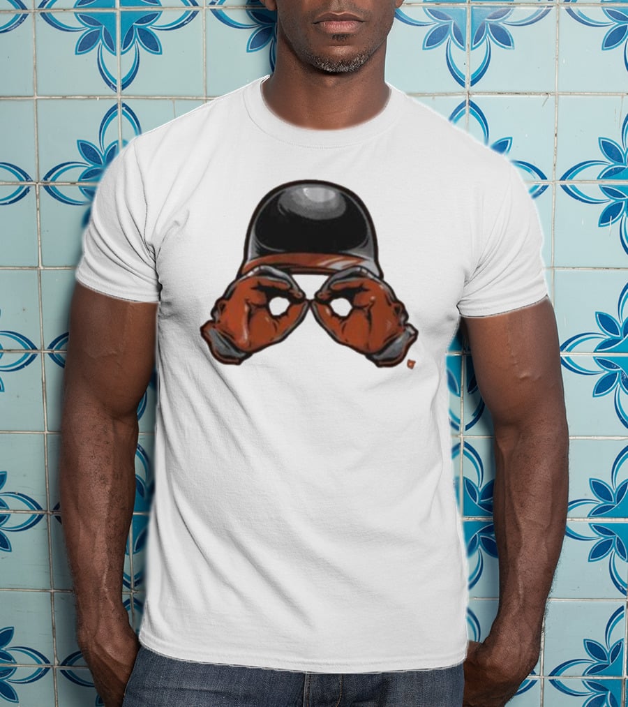 Baltimore Orioles Helmet And Gloves Holding Binoculars T-Shirt