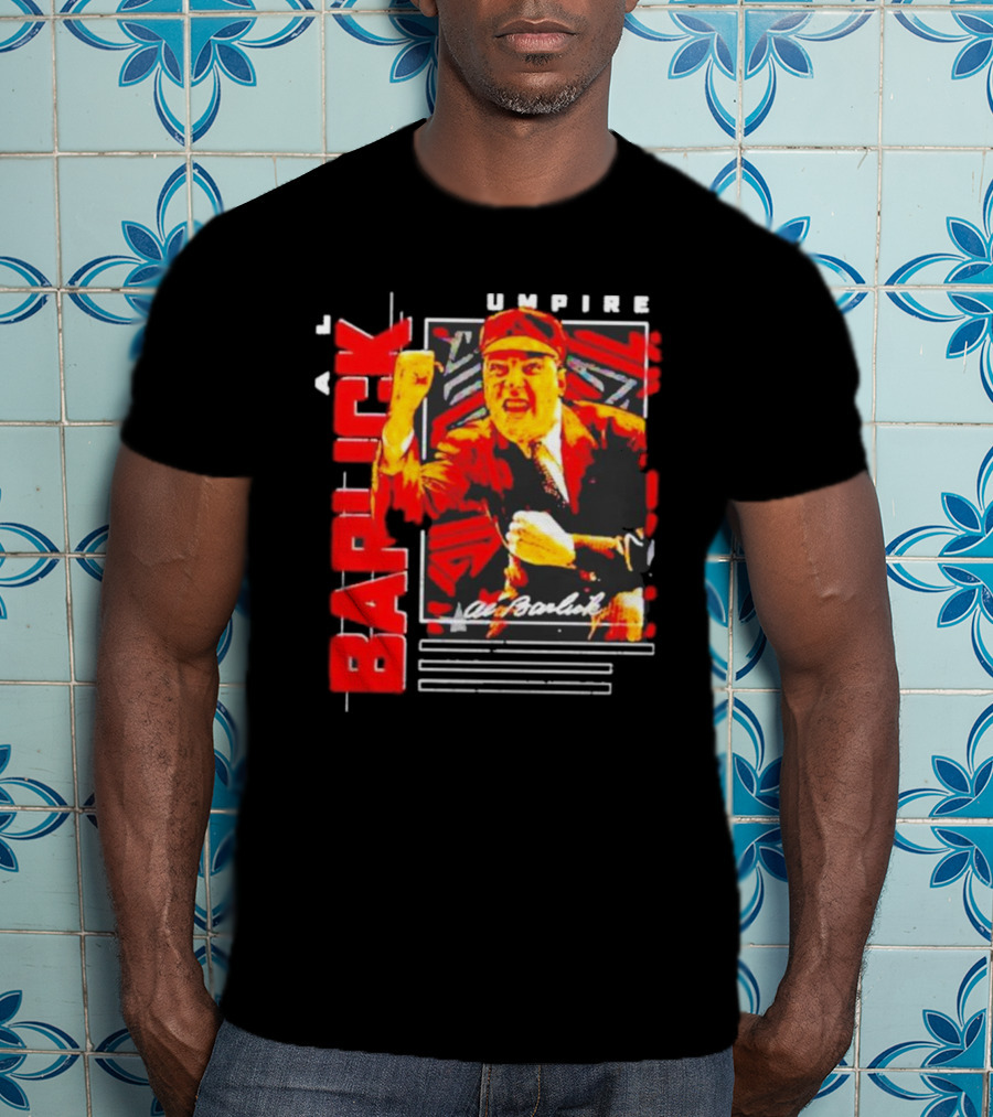 Al Barlick Umpire Sports Card Vintage Red T-Shirt
