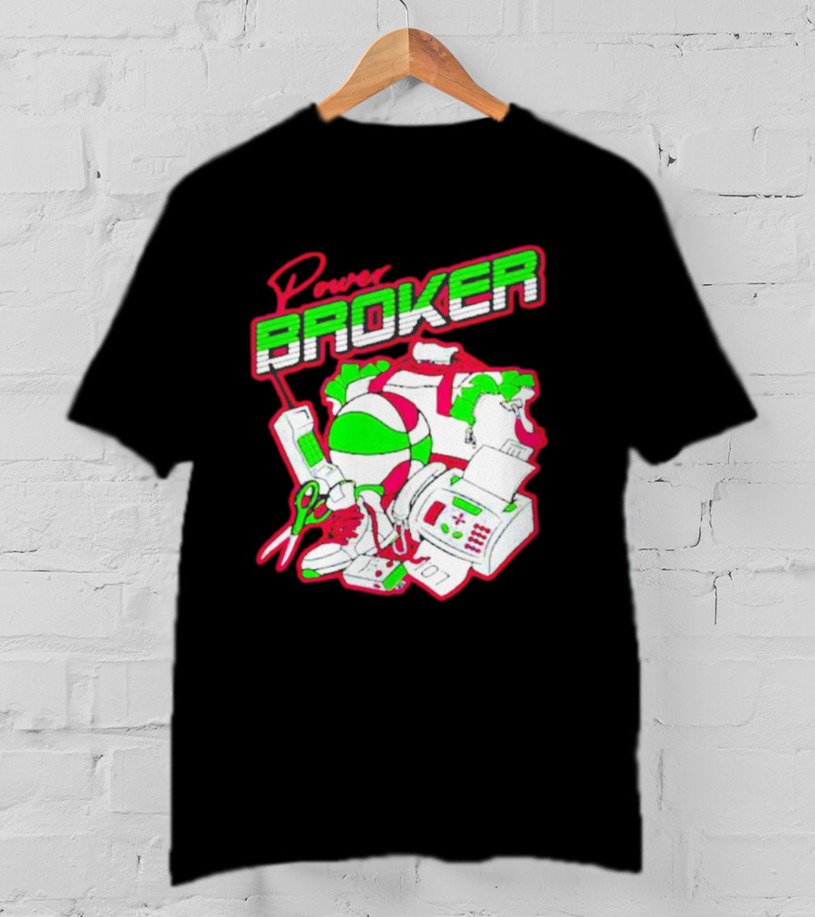 Power Broker Retro Tech And Sports Collage T-Shirt