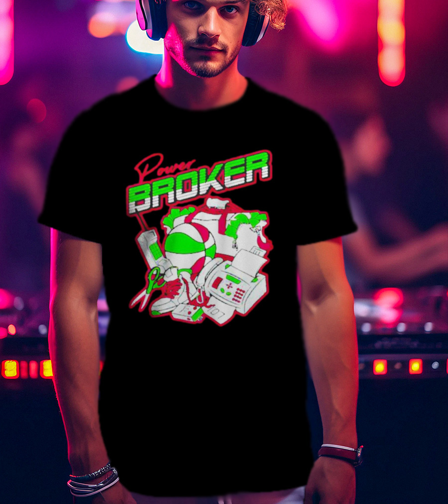 Power Broker Retro Tech And Sports Collage T-Shirt