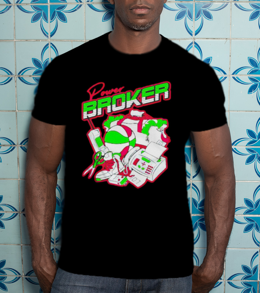 Power Broker Retro Tech And Sports Collage T-Shirt