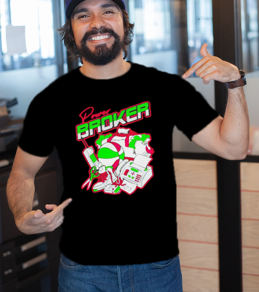 Power Broker Retro Tech And Sports Collage T-Shirt