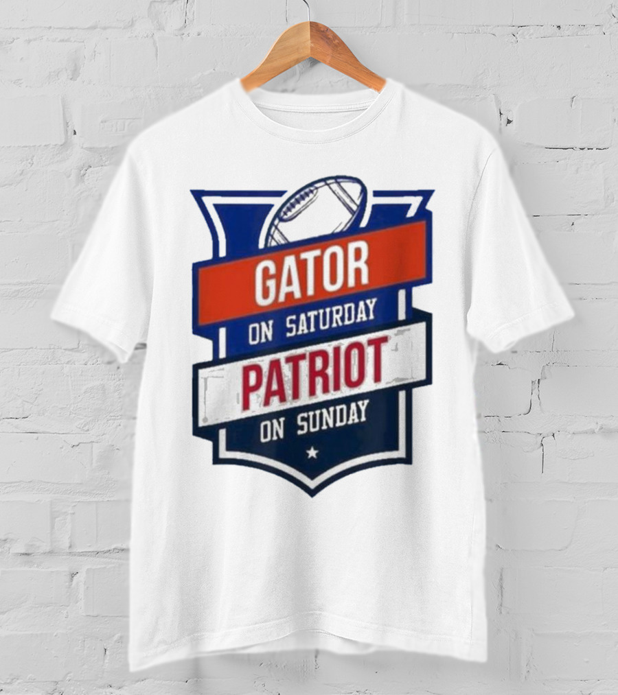 Gator On Saturday Patriot On Sunday Football Badge T-Shirt