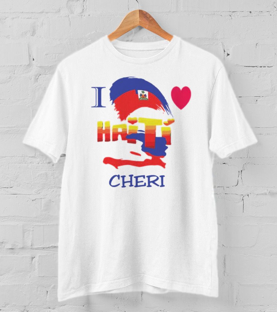 I Love Haiti Cheri Haitian Flag Heart T-Shirt