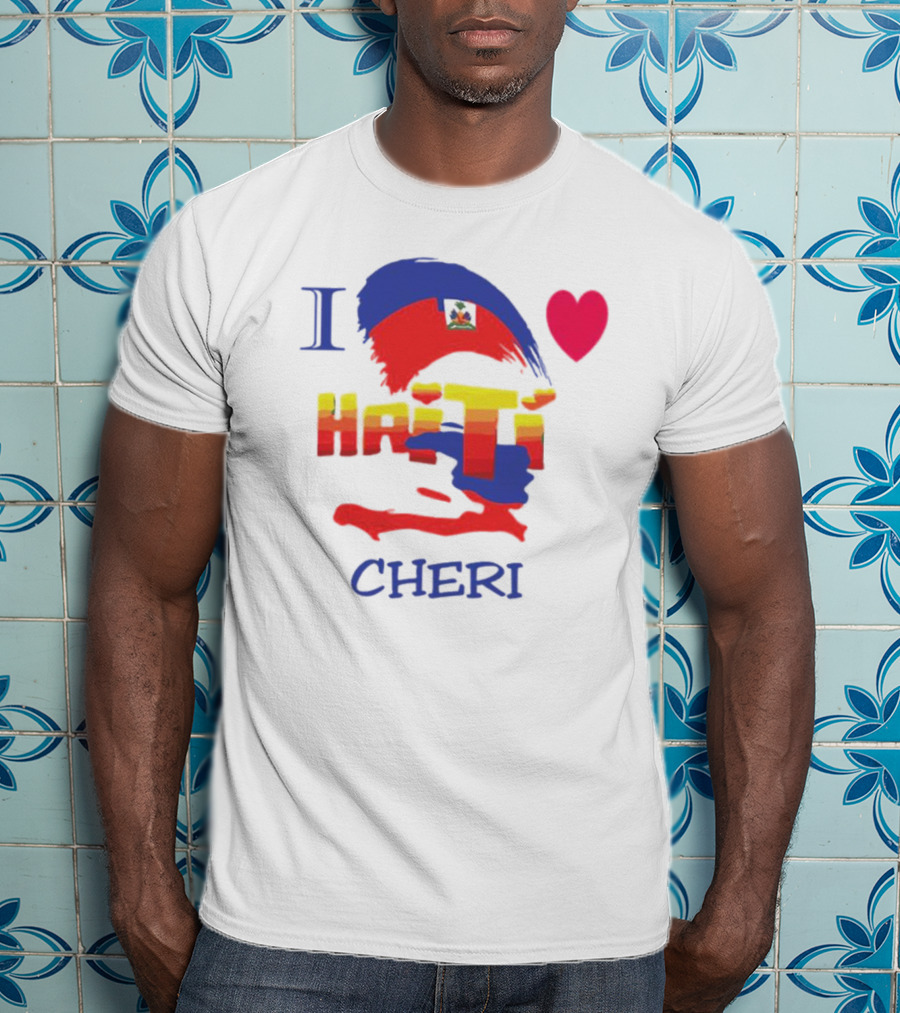 I Love Haiti Cheri Haitian Flag Heart T-Shirt