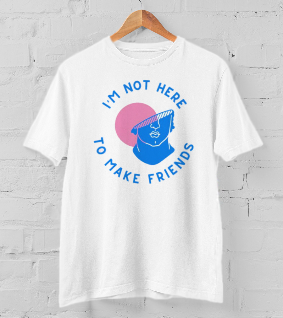 I’m Not Here To Make Friends Sam Smith Blue Pink Bust Sunglasses T-Shirt