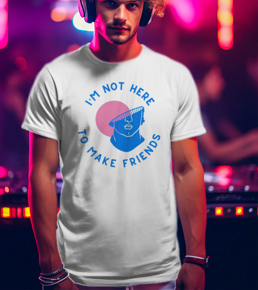 I’m Not Here To Make Friends Sam Smith Blue Pink Bust Sunglasses T-Shirt