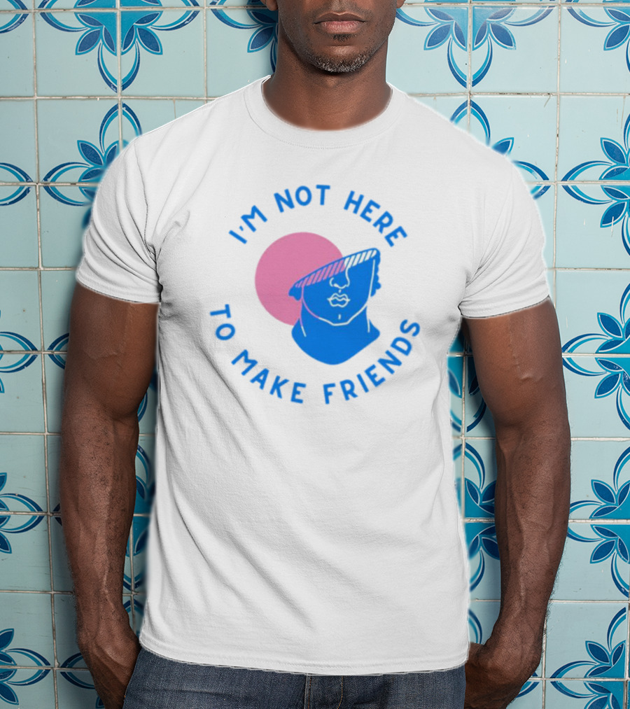 I’m Not Here To Make Friends Sam Smith Blue Pink Bust Sunglasses T-Shirt