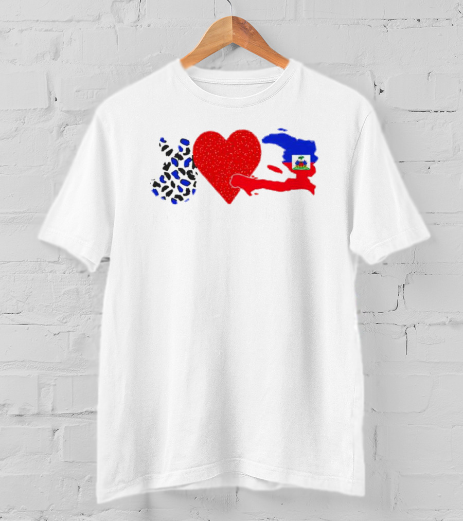 Peace Love Haiti Flag Haitian Heritage Pride T-Shirt