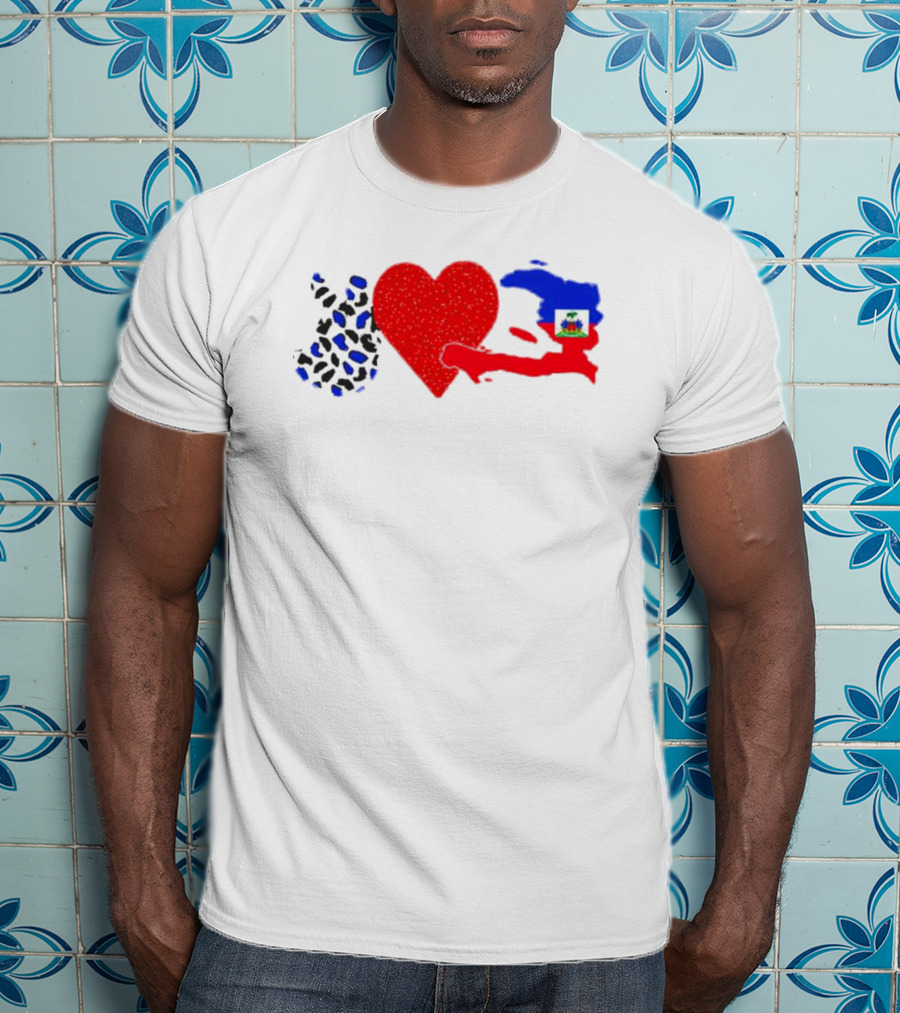 Peace Love Haiti Flag Haitian Heritage Pride T-Shirt
