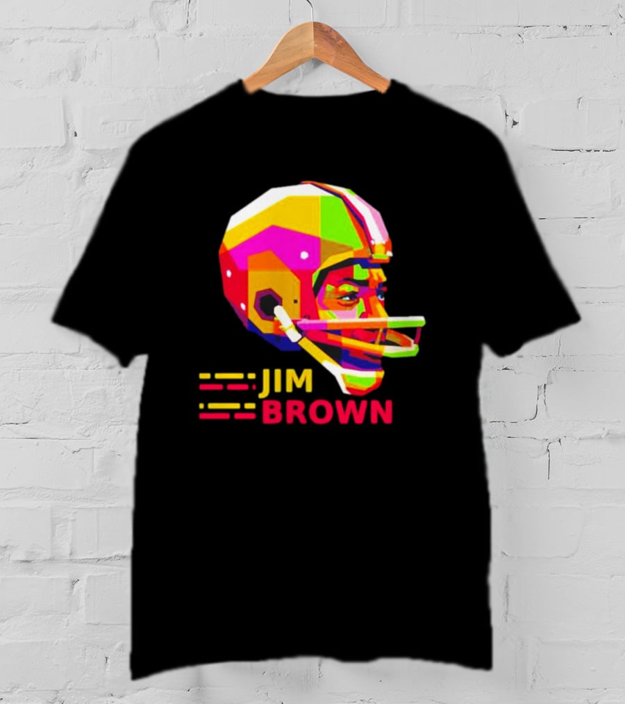 Jim Brown Vibrant Helmet Portrait Pop T-Shirt