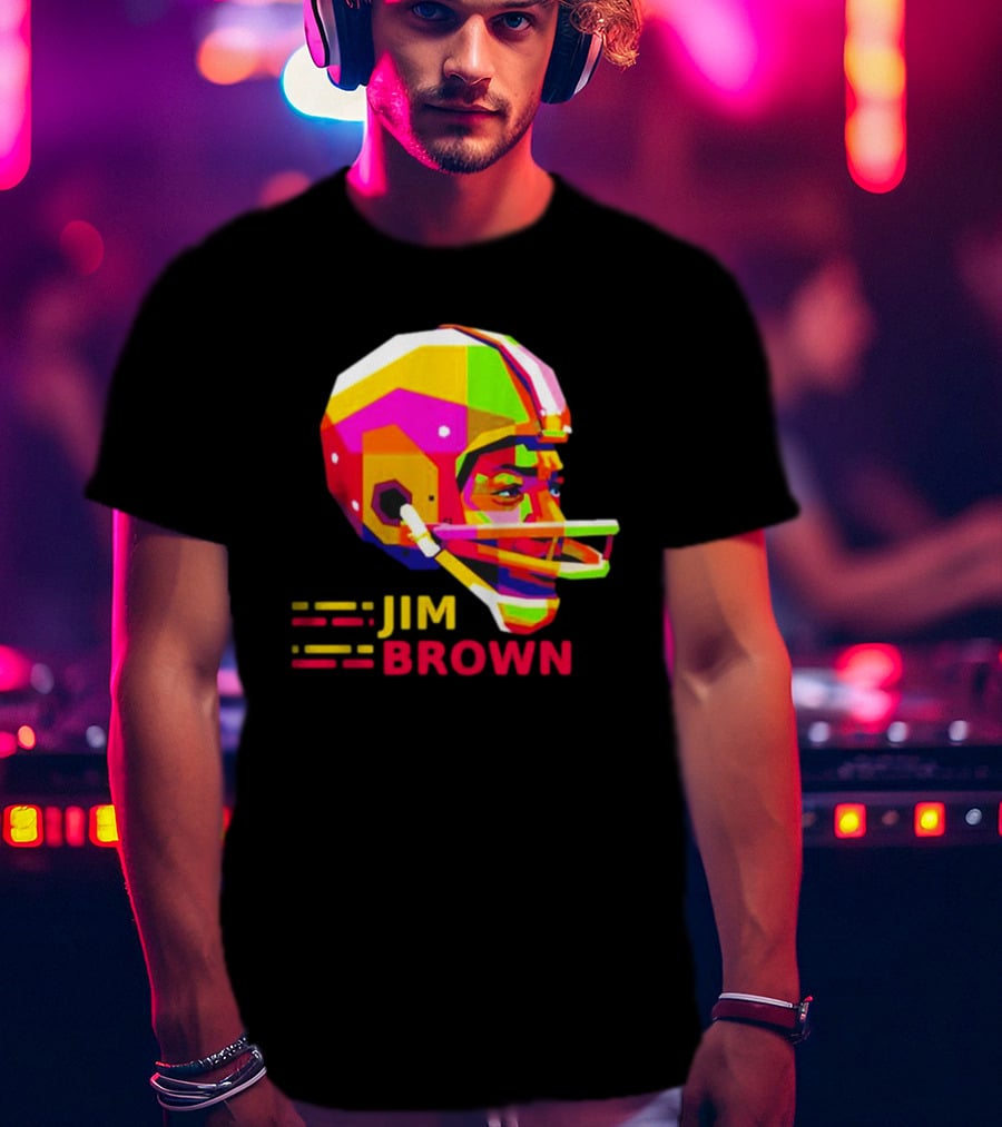 Jim Brown Vibrant Helmet Portrait Pop T-Shirt
