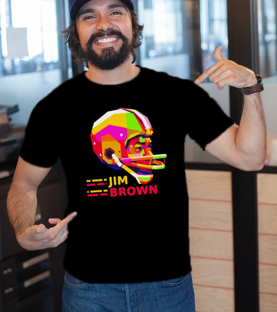 Jim Brown Vibrant Helmet Portrait Pop T-Shirt