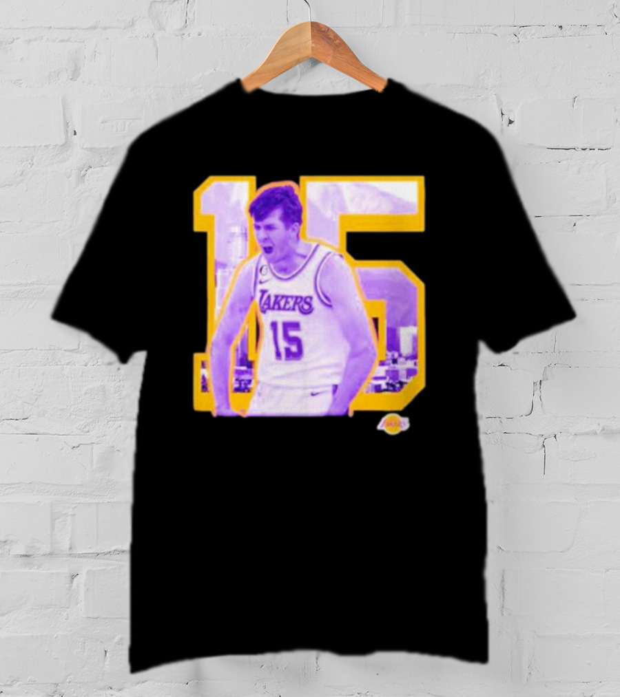 Los Angeles Lakers Austin Reaves 15 Skyline Background T-Shirt