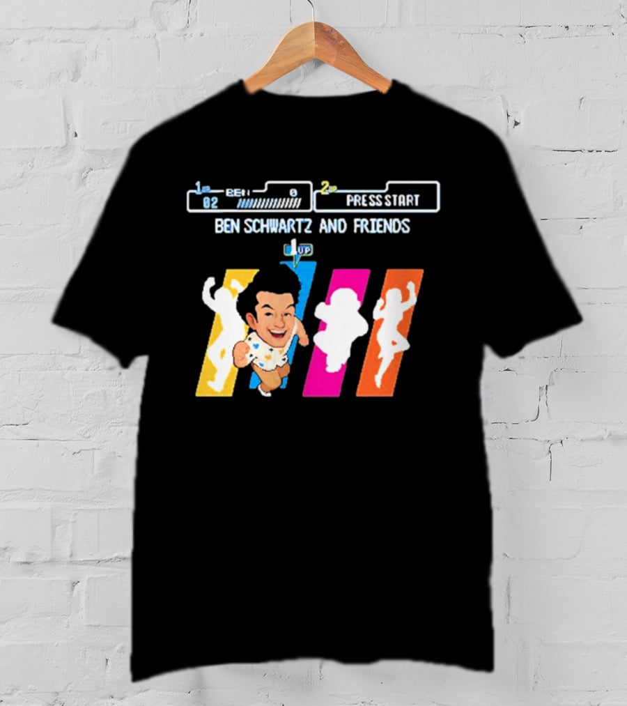 Ben Schwartz And Friends One Up Press Start Retro Gaming T-Shirt