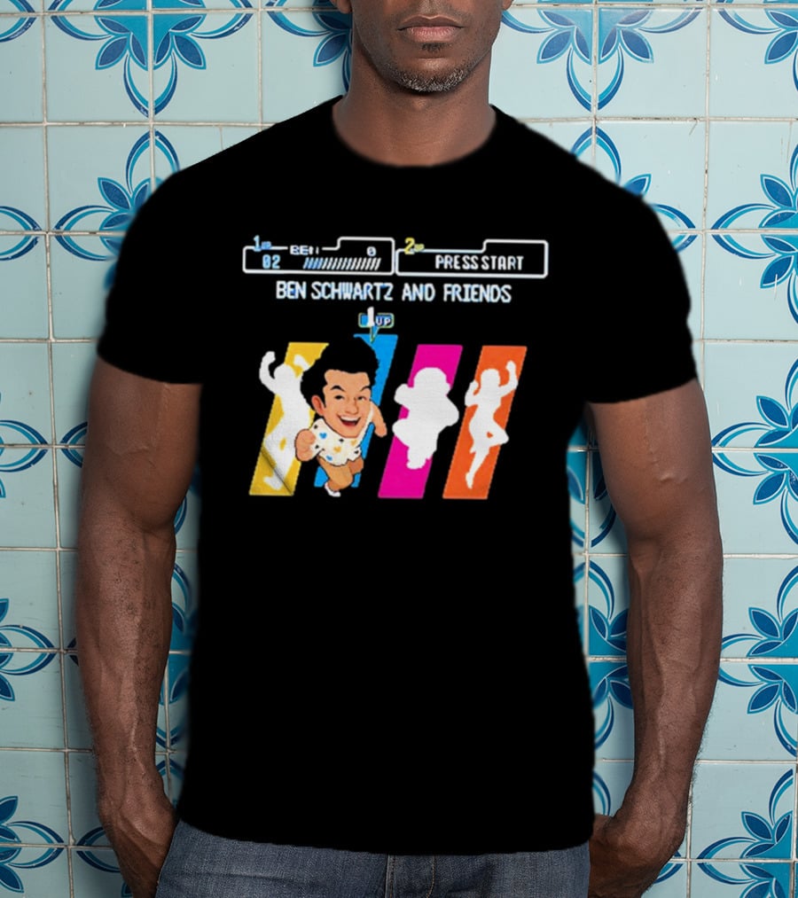 Ben Schwartz And Friends One Up Press Start Retro Gaming T-Shirt