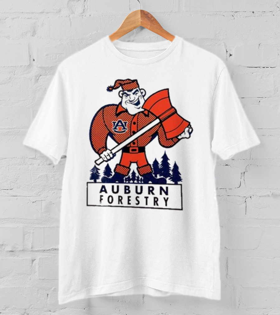 Auburn Forestry Lumberjack With Axe And Pine Trees T-Shirt