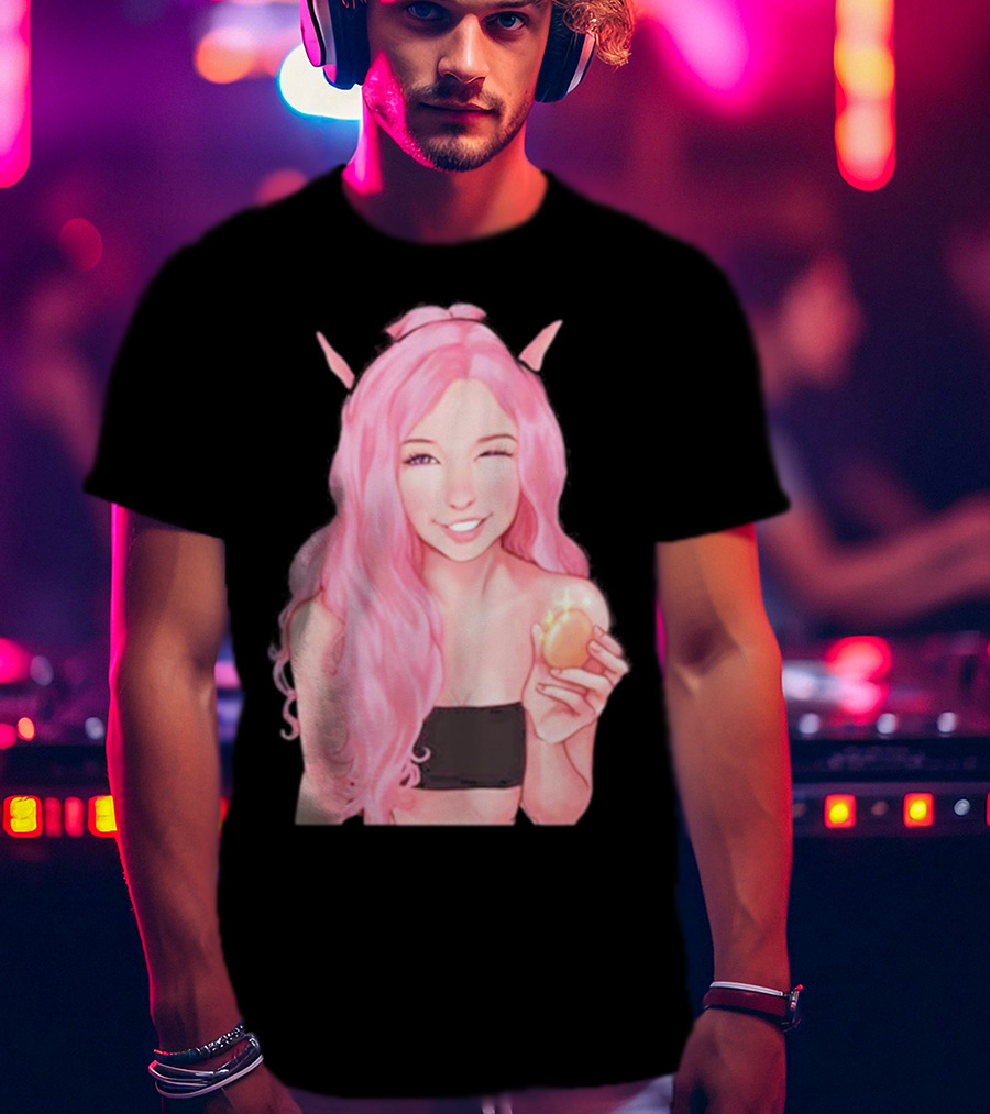 Belle Delphine Pink Hair Winking Holding Golden Egg Fantasy T-Shirt