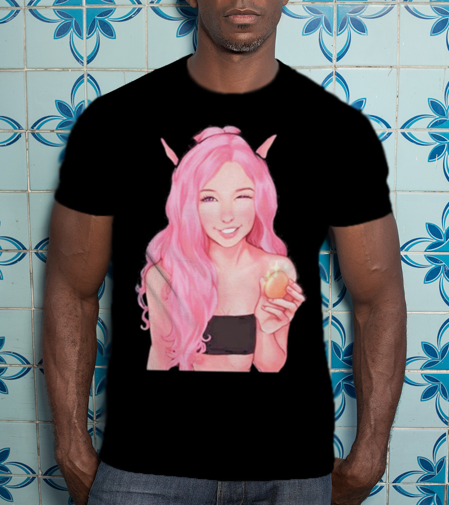 Belle Delphine Pink Hair Winking Holding Golden Egg Fantasy T-Shirt