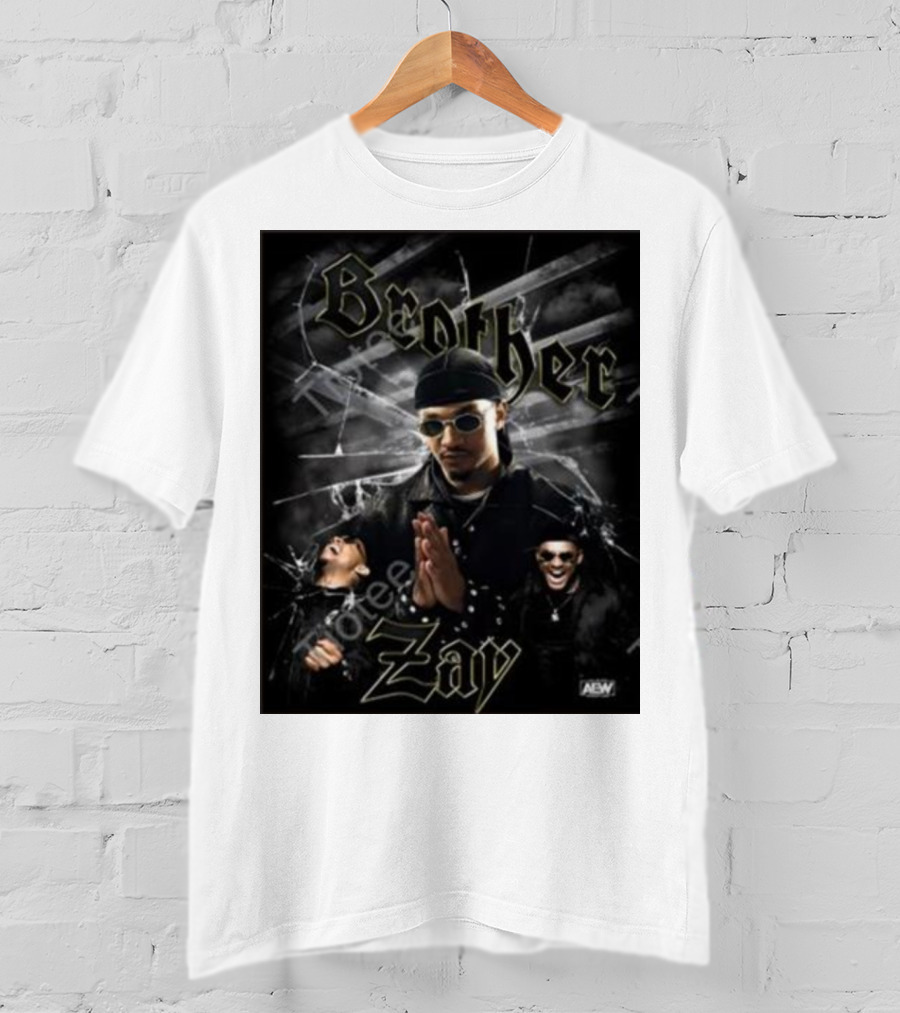 Brother Zay AEW Theme With Three Images And Dramatic Shattered Glass Background T-Shirt