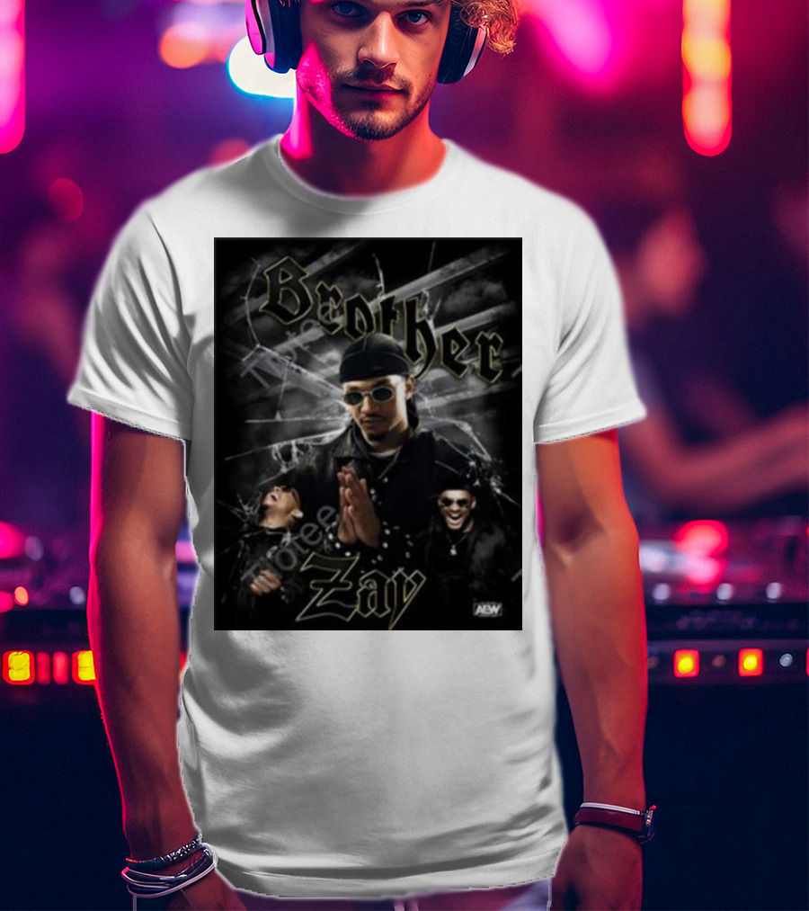 Brother Zay AEW Theme With Three Images And Dramatic Shattered Glass Background T-Shirt