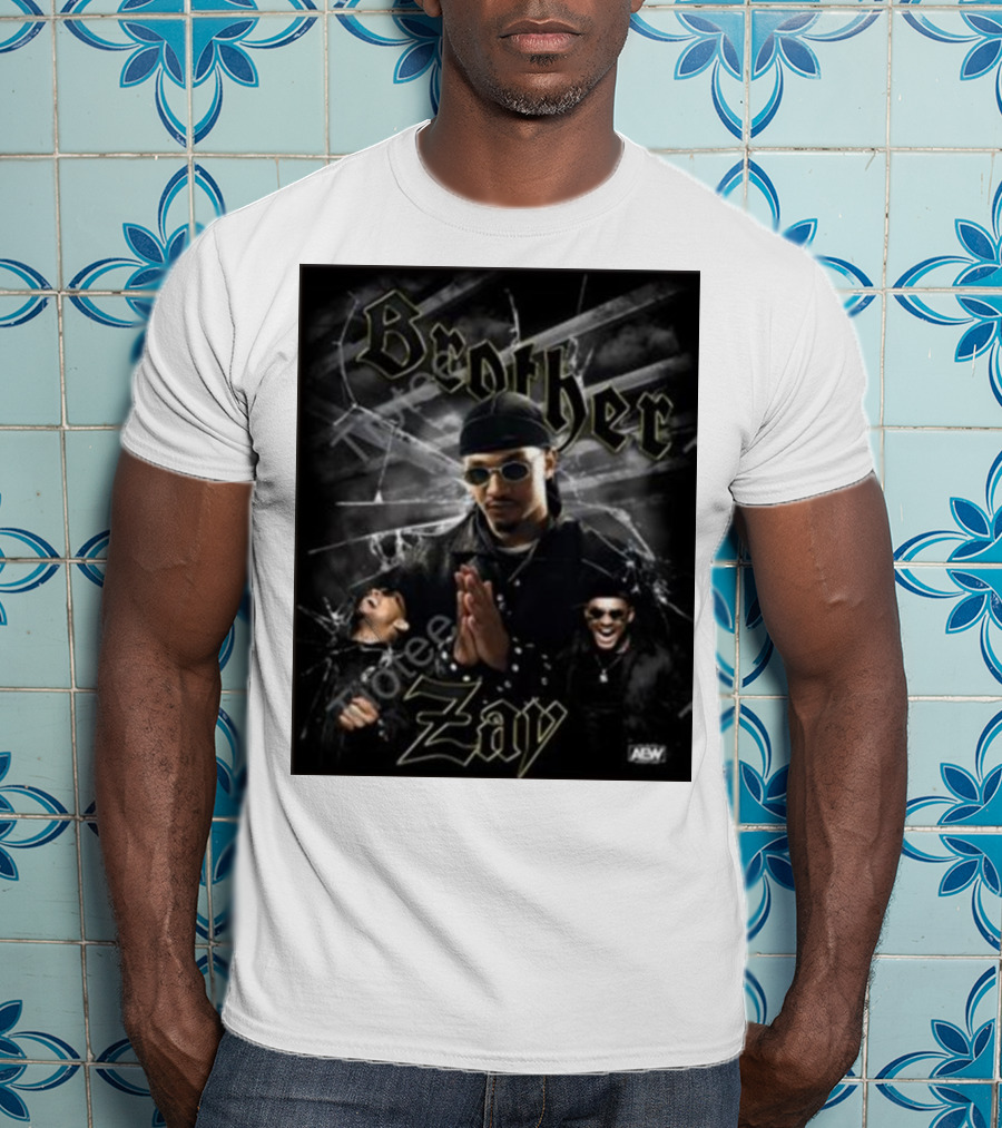 Brother Zay AEW Theme With Three Images And Dramatic Shattered Glass Background T-Shirt