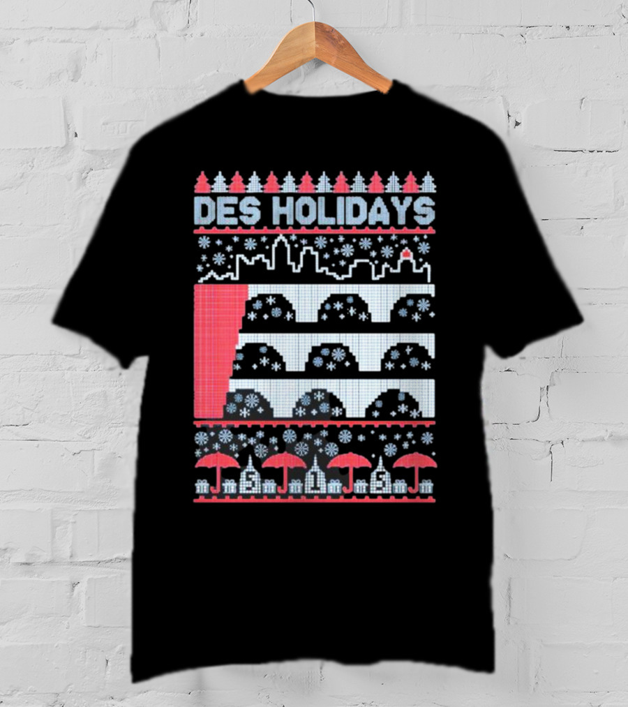 Des Holidays Ugly Christmas Sweater Skyline Snowflake T-Shirt