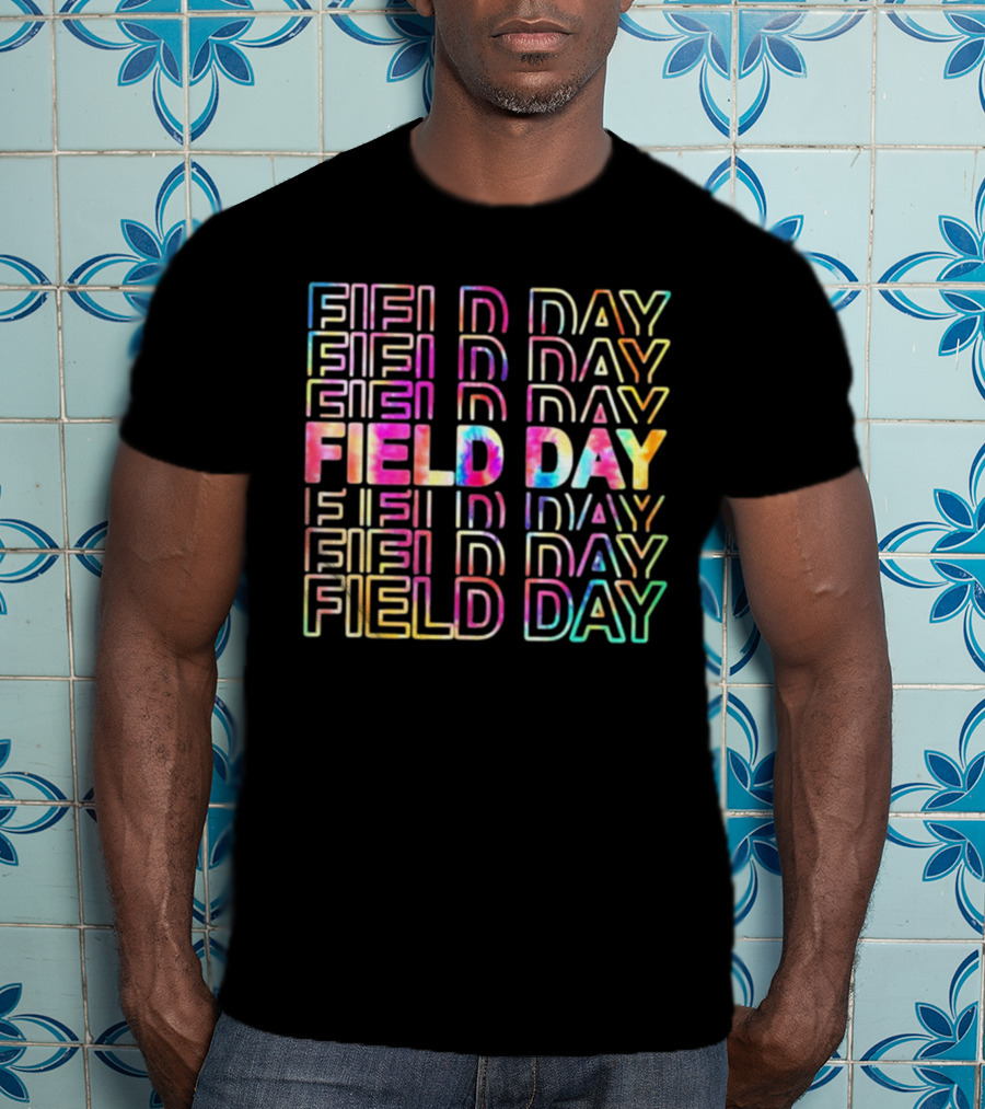 Field Day Colorful Tie Dye Text T-Shirt
